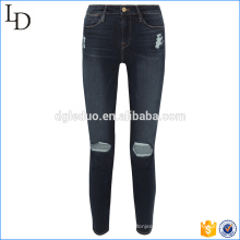 Women high quality stretch skinny denim jeans broken hole jeans